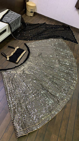 Exclusive Black Georgette with Sequence Work Lehenga