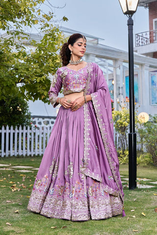 Exclusive White Vichitra Embroidery Sequence Work Lehenga