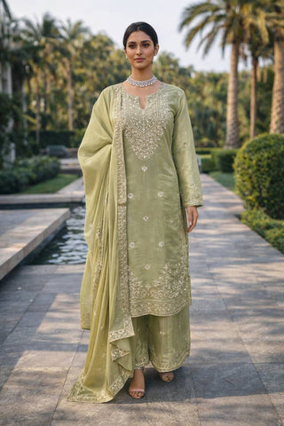 Amazing Green Jmc Silk Thread Work Plazo Suit
