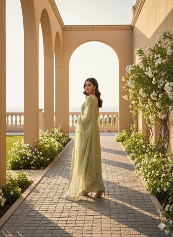 Amazing Green Jmc Silk Thread Work Plazo Suit