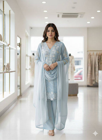 Exclusive Black Georgette with Sequence Embroidery Sharara Suit