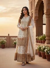 Lovely Brown Georgette with Sequence Work Palazzo Suit