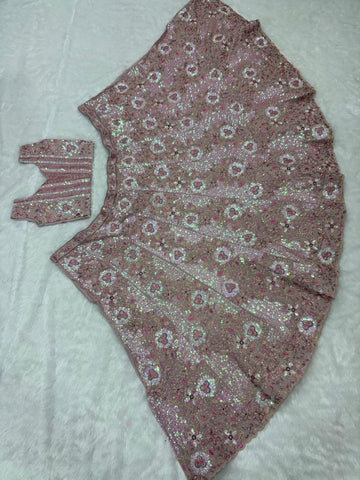 Beautiful Pink Faux Georgette Embroidery Work Lehenga