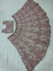 Beautiful Pink Faux Georgette Embroidery Work Lehenga
