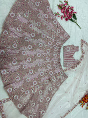 Beautiful Pink Faux Georgette Embroidery Work Lehenga
