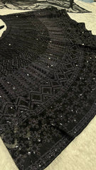 Exclusive Black Net with Sequins Work Lehenga