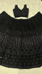 Exclusive Black Net with Sequins Work Lehenga