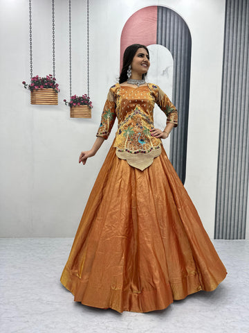 Alluring Lavender Silk Satin with Heavy Embroidery Lehenga Choli