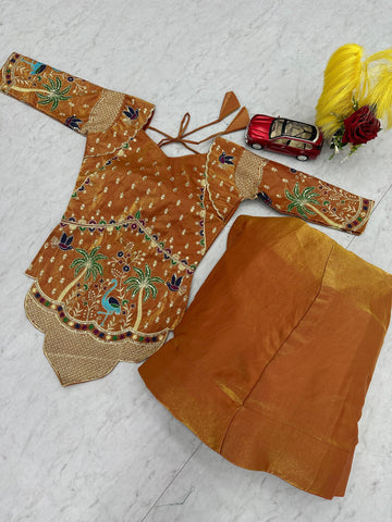 Alluring Lavender Silk Satin with Heavy Embroidery Lehenga Choli