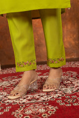Lovely Purple Marina Silk Kurti With Multi Embroidery Work Set