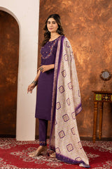 Lovely Purple Marina Silk Kurti With Multi Embroidery Work Set