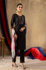 Pretty Rama Green Roman Silk Multi Embroidery Kurti Set