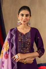 Pretty Rama Green Roman Silk Multi Embroidery Kurti Set