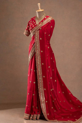Amazing Red Jalpari Silk with Sequence Work Saree