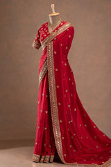 Amazing Red Jalpari Silk with Sequence Work Saree