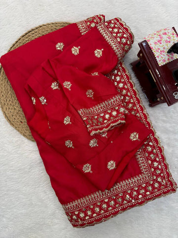 Amazing Red Jalpari Silk with Sequence Work Saree