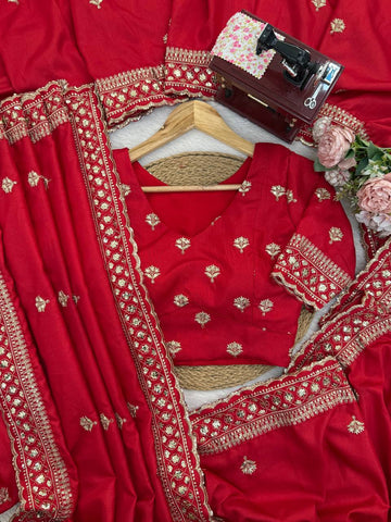 Amazing Red Jalpari Silk with Sequence Work Saree