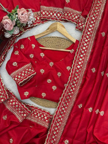 Amazing Red Jalpari Silk with Sequence Work Saree