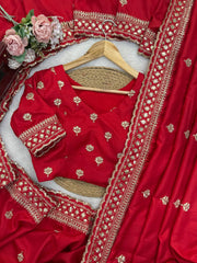 Amazing Red Jalpari Silk with Sequence Work Saree