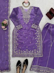 Exclusive Purple JMC Silk with Sequence Work Palazzo Suit