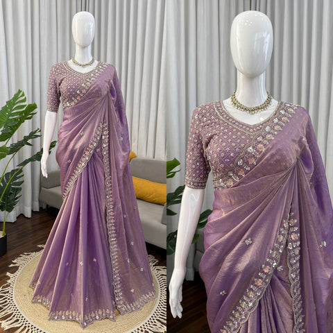 Purple Fendi Silk with Beds Work Saree