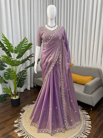 Purple Fendi Silk with Beds Work Saree
