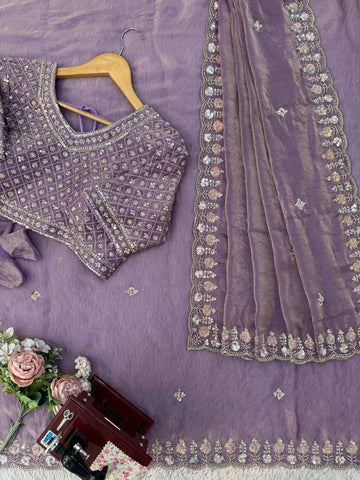Purple Fendi Silk with Beds Work Saree