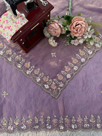 Purple Fendi Silk with Beds Work Saree