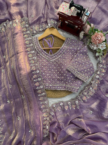 Purple Fendi Silk with Beds Work Saree