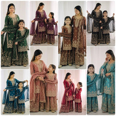 Charming Purple Gmy Silk Embroidery Sequence Sharara Suit