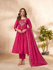 Gorgeous Purple Roman Silk with Multi-thread & Sequence Work Anarkali Kurti Set