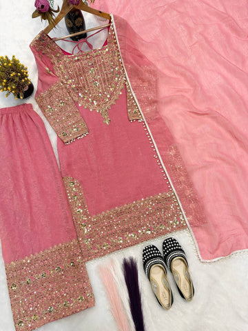 Marvelous Heavy Crunchy Silk Embroidery Sharara Suit