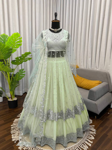 Amazing Foux Gorgette with Thread Work Gown