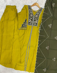 Elegant Roman Silk Multi Embroidery Anarkali Kurti Set