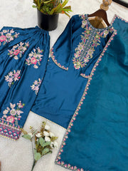 Alluring French Crepe Embroidered Work Top Set