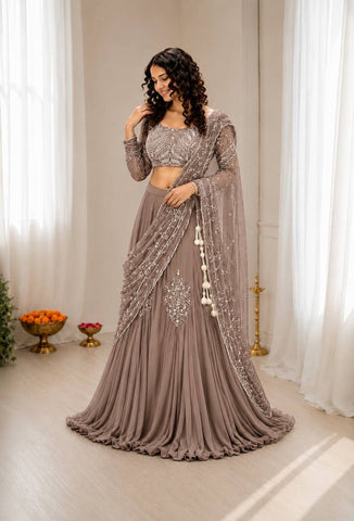 Amazing Purple Embroidey Sequins Work Lehenga Choli
