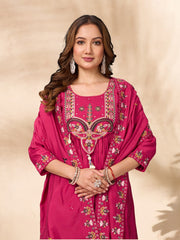 Gorgeous Purple Roman Silk with Multi-thread & Sequence Work Anarkali Kurti Set