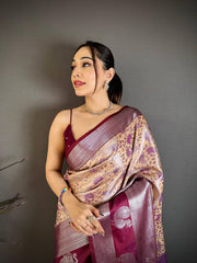 Amazing Blue Silk Weaving Saree