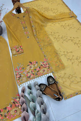 Stylish Fuax Georgette Heavy Embroidery Palazzo Suit