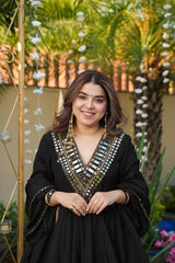 Ceremony Wear Thread and Real Mirror Work Top With Palazzo