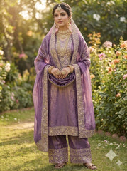 Amazing Pink Fendy Silk with Sequence Work Palazzo Suit
