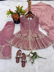 Amazing Green Fendy Silk Embroidery Sequence Work Palazzo Suit