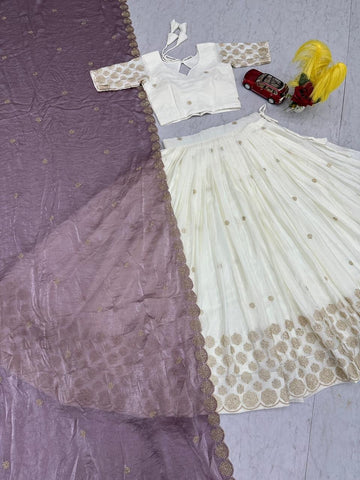 Exclusive Red Chinon Embroidery Party Wear Lehenga Choli