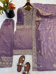Amazing Pink Fendy Silk with Sequence Work Palazzo Suit
