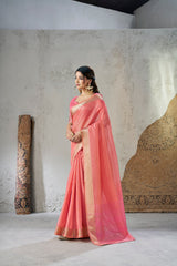Captivating Soft Linan Cotton Silk Zari Work Saree