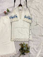 Exclusive White Sequence Embroidery Cut Work Sharara Suit