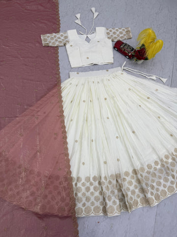 Exclusive Red Chinon Embroidery Party Wear Lehenga Choli