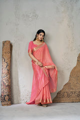 Captivating Soft Linan Cotton Silk Zari Work Saree