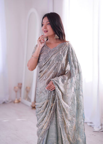 Lovely Pink Silk with Fancy Work Saree