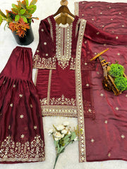 Alluring Black Silk with Sequence Work Sharara Suit